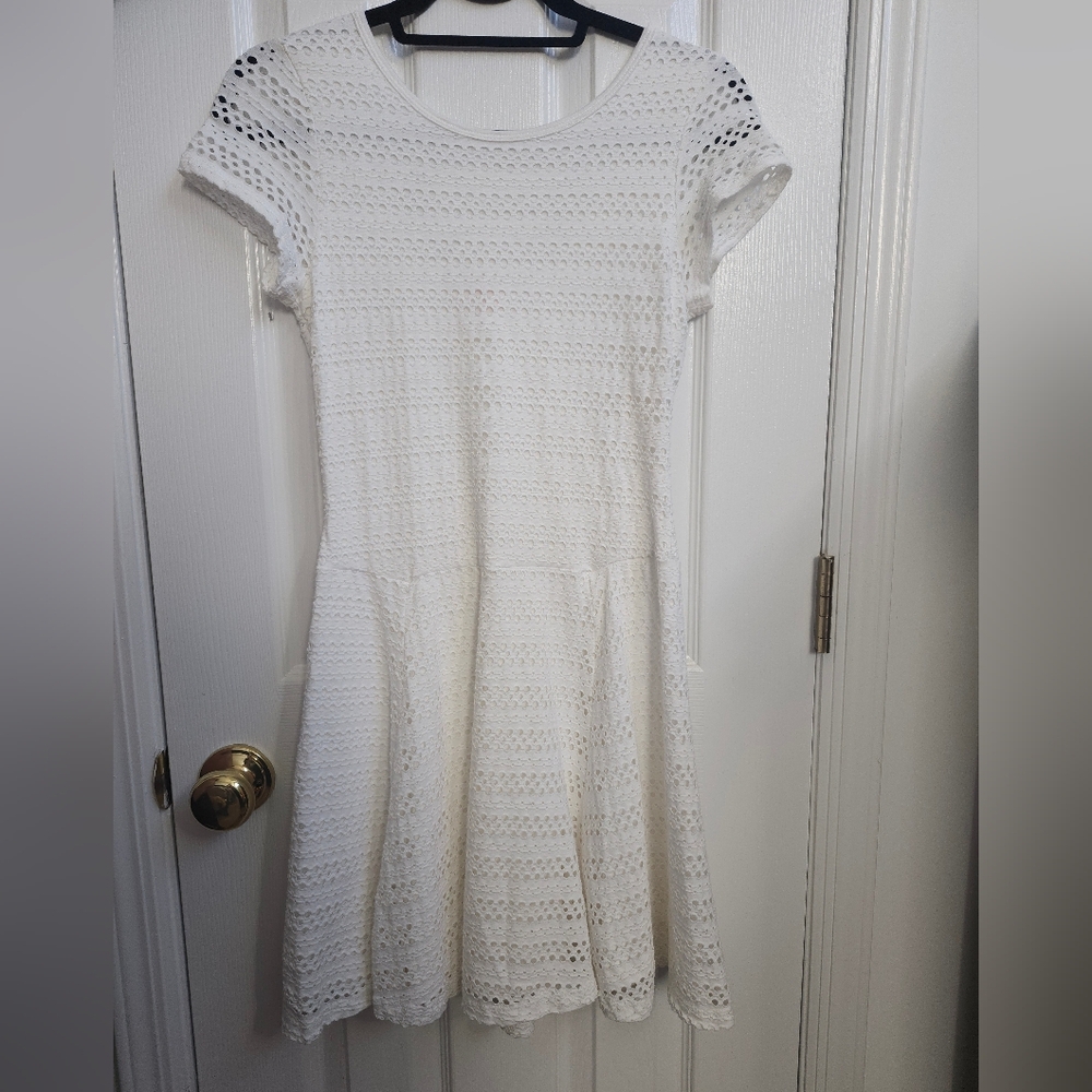 Eight Sixty White Cocktail/Summer Dress with Eyelit Pattern